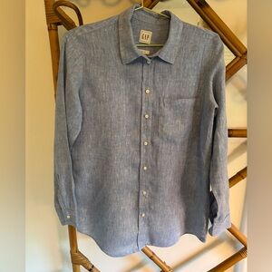 VTG GAP Women’s Light Blue Linen Casual Button Down Shirt